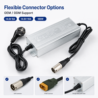 Chargeur de batterie au lithium 4S 14.6V 10A, 100-240VAC, chargeur intelligent portable pour batterie LiFePO4 12V, outils électriques d'extérieur