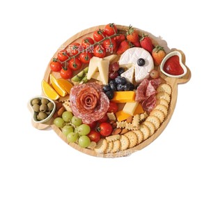 Bamboo <b>Cheese</b> Board With <b>Knife</b> <b>Set</b> Solid Wood Deli Tray For Outdoor Picnic Fruit Serving - Product Image 5