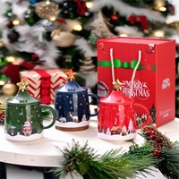 Tasse à café en céramique avec couvercle et cuillère, mug créatif en relief, coffret cadeau, cadeau transfrontalier de grande valeur