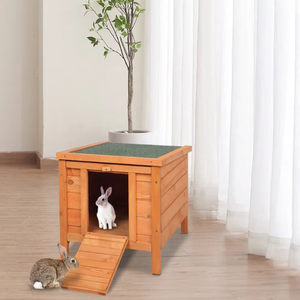 Pequeño Animal Bungalow Conejo de madera Conejera Jaula para <span class=keywords><strong>mascotas</strong></span> Refugio para gatos Muebles de interior Casa de conejo - Product Image 2
