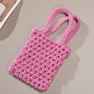 Cotton <b>Rope</b> Woven Mobile Phone Bag Rectangle Crossbody Bag Breathable Summer Beach Bag Ins Style Everyday Outfits - Product Image 2
