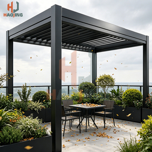 Pavillon moderne en aluminium à persiennes de la marque HJ, résistant au vent et à la neige, abri isolé avec structure thermolaquée pour jardin privé ou <span class=keywords><strong>restaurant</strong></span> - Product Image 2