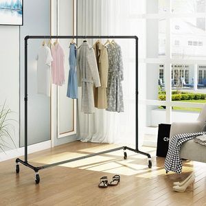 <span class=keywords><strong>Porte</strong></span>-vêtements industriel <span class=keywords><strong>sur</strong></span> roues avec freins, <span class=keywords><strong>porte</strong></span>-manteau à roulettes en métal robuste de qualité commerciale - Product Image 2