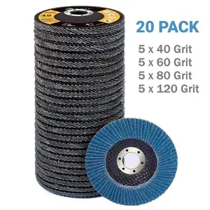 20-Piece Set Of 4.5" X 7/8" Zirconia Flap Disc 40-120 Grit Sanding Grinder Wheels Abrasive Tools For Metal Polishing