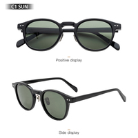 Lunettes de soleil rondes vintage UV400 teintées vertes unisexe, monture optique en acétate à bord épais, faites à la main, pour le style urbain ODM