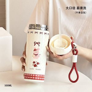 Stainless Steel Float Thermos Cup 500Ml With Straw Portable Cartoon Design For Children And Students - Product Image 2