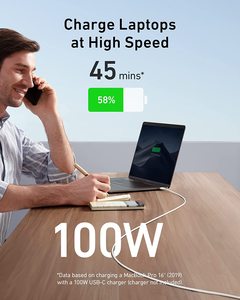 <span class=keywords><strong>Anker</strong></span> 100W Tipo C <span class=keywords><strong>Cable</strong></span> de carga Powerline III <span class=keywords><strong>Cable</strong></span> de 2,0 a 1. 1 1,8 <span class=keywords><strong>Cable</strong></span> de transferencia de datos de alta velocidad de m - Product Image 2