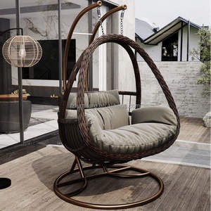 Fauteuil suspendu double place en rotin Lovezone pour extérieur avec coussin imperméable pour patio et jardin, design contemporain - Product Image 5