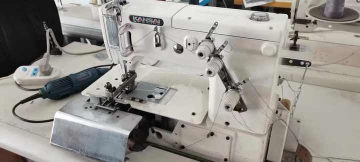 Used Kansai B2000C Industrial Double Needle Double Chain Stitch Belt ...