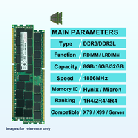 Mémoire RAM d'occasion pour PC, serveur, ECC DDR3 DDR3L 1866MHz 8GB 16GB 32GB RDIMM LRDIMM, modules de mémoire DDR3L DDR3 pour X99 X79