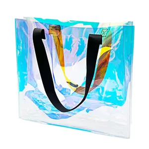 Umwelt freundliche benutzer definierte LOGO wasserdichte Make-up-Tasche Klare Geschenkt üten Transparente Shopping-Geschenk-Tasche Recycelbare Shopping-PVC-Tasche