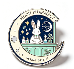 Pièce de défi personnalisée en alliage de zinc, jeton métallique émaillé 3D, récompense souvenir personnalisée, motif Lapin Lune Pharmacie - Product Image 3