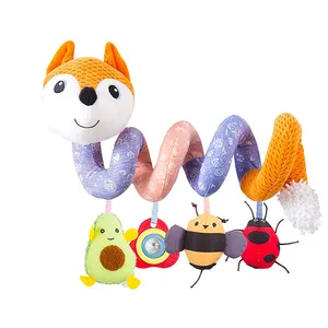 Pram Hanging Rattles Spiral Stroller Fox Seat Toy Soft Plush Baby Educational Sensory Animals Crib Mobile Bed Toy