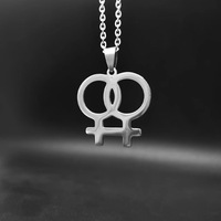 Collier en acier inoxydable avec symbole de fierté lesbienne, pendentif creux Vénus pour femmes, bijoux de même sexe