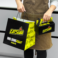 Sacs en papier kraft personnalisés, jetables, écologiques, biodégradables, avec logo imprimé, pour hamburgers, poulet frit, poignées torsadées