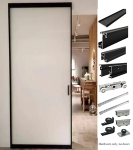 Giấu gương cửa trượt hệ thống nhôm Tempered Glass Invisible Ghost Door Set nội thất Glass Door phần cứng - Product Image 2