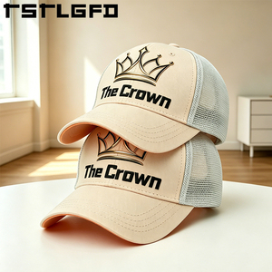 Gorra Trucker Estructurada de 6 Paneles con Logotipo Personalizado, Gorra de Malla Impresa al por Mayor, Color Beige Arena, Estilo Hip Hop, Casual, para Playa, Fabricante - Product Image 3