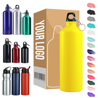 Bouteille d'eau en aluminium de voyage pour sports de plein air avec couvercles LOGO personnalisé vente en gros 400/500/600/750/1000ml
