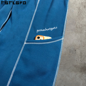 Fabricantes de ropa de tela reciclada, pantalones de chándal de gran tamaño con costuras en contraste Unisex personalizados, pantalones de chándal para correr para hombres - Product Image 3