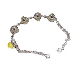 Bracelet en argent sterling 925 certifié, ambre bleu mexicain naturel, chaîne à trois perles, réglable, bleu <span class=keywords><strong>Grems</strong></span>, bracelet pour femmes, bijoux - Product Image 2