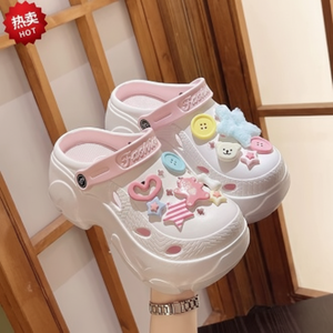 Dongdong รองเท้าส้นสูงของผู้หญิง, รองเท้าแตะส้นหนาสำหรับใส่ในสระว่ายน้ำรองเท้าใส่ได้ทุกวันในฤดูร้อน - Product Image 1