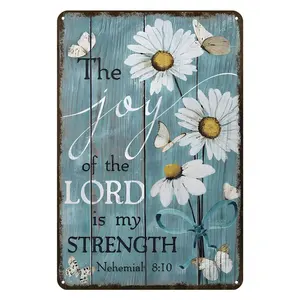 Vintage Tin Sign The Joy of The Lord is My Strength Retro Home Kitchen Bar Rustic Wall Decor Funny Decor Sign 8x12 Inches