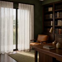 Voilages en Faux Lin, Rideaux Semi-Occultants pour Chambre, Balcon, Salon, Style Bois Japonais
