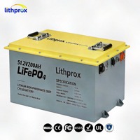 Batterie Lithprox LiFePO4 à décharge profonde 51.2V 200AH 10KW Grade RV Bluetooth Smart BMS Terminal M8 6000+ Cycles CE RoHS IP67 Basse Température