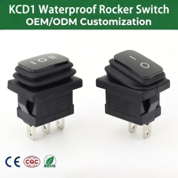 Interrupteur à bascule étanche KCD1, 2 ou 3 broches, 2 ou 3 positions, éclairé par LED, à enclenchement rapide, pour alimentation