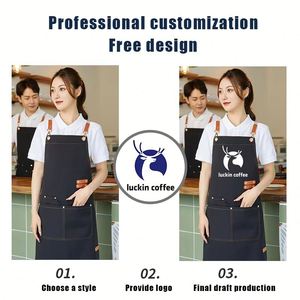 Delantales con Logotipo Personalizado de Fábrica, Unisex, Negros, Ajustables, para Técnicos de Uñas, Salón de Belleza, Barbería, Cocina, Camareros - Product Image 3