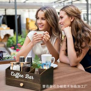 Caja de almacenamiento de cápsulas de café de madera con organizador de cajones para escritorio, suministros para barra de café, soporte para bolsas de té, gran capacidad - Product Image 2
