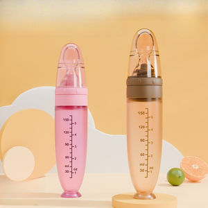 Biberon de <span class=keywords><strong>céréales</strong></span> pour bébé 150 ml avec cuillère souple en silicone, biberon à presser pour jus, cuillère pour aliments complémentaires, ventouse en silicone - Product Image 2