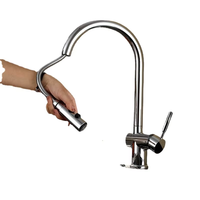 Weihao Robinet de cuisine contemporain en acier inoxydable à une poignée avec douchette à tirette Robinet d'eau chaude/froide monté sur le pont