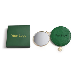 メーカーカスタマイズグリーンレザー片面鏡高級で美しい化粧鏡 - Product Image 1