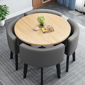 Vente en gros d'ensemble de 1table 4 chaises pour restaurant ensemble de table à manger moderne de luxe mobilier de salon tables en bois chaises en métal - Product Image 6