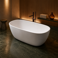 Nouvelle conception de baignoire autoportante ovale mate en surface solide pour spas privés, baignoire en pierre artificielle