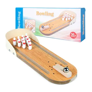 Hot Selling Tafelspel Houten Speelgoed Mini Bowling Interactieve Desktop Games Hands-On Skills Training Houten Speelgoed Voor Kinderen