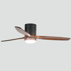 Ventilateur <span class=keywords><strong>de</strong></span> plafond classique 42 52 60'' 3 pales en bois véritable 20 cm <span class=keywords><strong>de</strong></span> haut Motif Hugger Montage encastré avec lumière et télécommande - Product Image 2