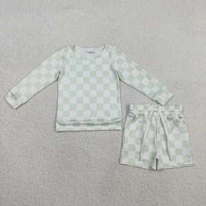 Ensemble de vêtements d'été pour bébés garçons, chemise bleue à manches courtes, poches à carreaux, short - Product Image 4
