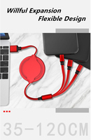 Cable USB Tipo-C Retráctil Portátil 3 en 1 con Logotipo Personalizado, Carga Rápida de 5A, Conductor de Cobre Puro, Revestimiento de Nailon