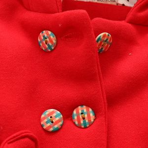 wholesale winter bow red warm baby girls button hoodie woolen thick coats kids child winter cute ear coat - Product Image 2