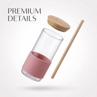 Gobelet en verre borosilicate avec paille 500 ml, manchon en silicone résistant à la chaleur, fabriqué à la main, compatible lave-vaisselle, unisexe, logo personnalisé OEM