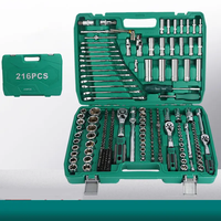 Juego de herramientas de llave compacta de 216 piezas de buena calidad, juego de llaves de trinquete, kit de herramientas de reparación para el hogar