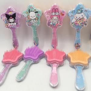 Kuromi KT Cat cuscino simpatico cartone animato transfrontaliero piccolo ghiaccio Airbag da neve pettine con manico in bambù per uso domestico da parte dei bambini - Product Image 1