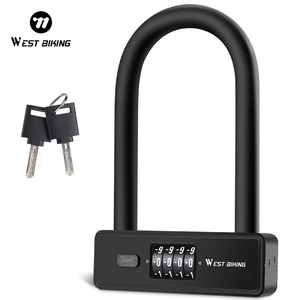 WEST BIKING – serrure de cyclisme à quatre chiffres avec mot de passe de Type <span class=keywords><strong>U</strong></span>, Anti-coupure pour vélo, <span class=keywords><strong>antivol</strong></span> Durable pour Cycle de montagne - Product Image 1