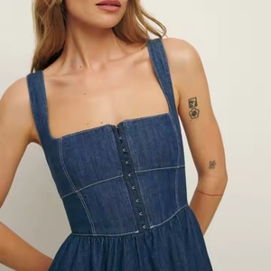 Vestido de Mezclilla Transpirable de Verano Ecológico con Botones Naturales Sólidos Vintage Personalizado OEM para Mujer - Product Image 5