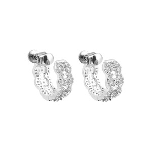 Clip-on <b>Earrings</b> Geometric Micro Insert Zircon Full Diamond Hollowed Out Unisex Everyday Wear Screw Back - Product Image 3