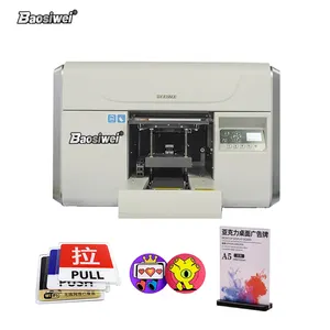 Baosiwei Hoge Resolutie Mini Digitale UV-Printer A3 Uv Flatbed Printer A3max Multi Voor Label Sticker Afdrukken