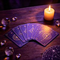 Cartes de tarot personnalisées, finition mate en PVC, impression dorée, fabricant OEM, vente en gros, jeu de cartes spirituelles, cadeau