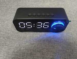 NEW Alarm Clock BT <b>Speaker</b> Digital Display <b>LED</b> Wireless Sub Woofer Music Player Desk Table Clock logo Promotional Gift - Product Image 2